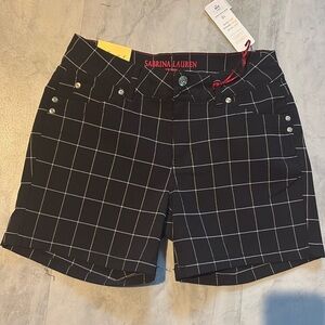 Sabrina Lauren  shorts stretch  black/white  printed squares  NWT  women size 10